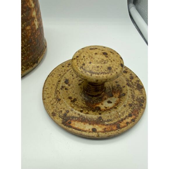 Vintage MCM pottery Stoneware  jar with‎ lid Canister Cookie jar - Picture 7 of 8